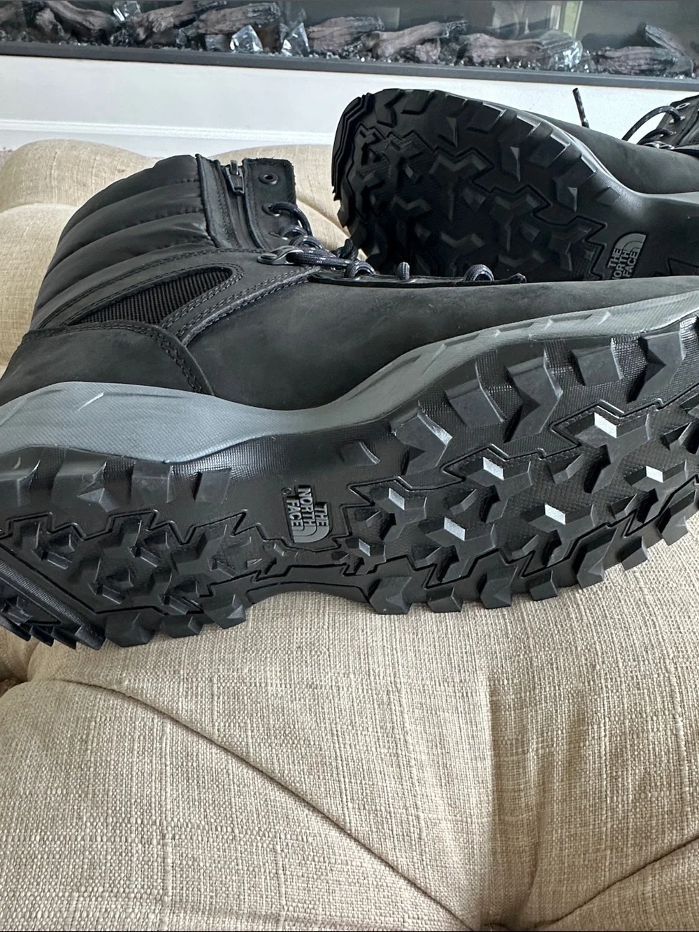 The North Face Black Quilted Shaft Waterproof Lace-Up Boots